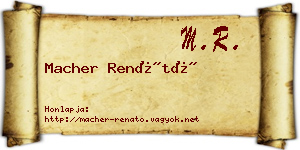 Macher Renátó névjegykártya